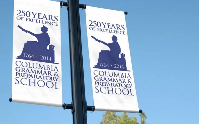 Columbia Grammar 250th Anniversary Lamppost Signage