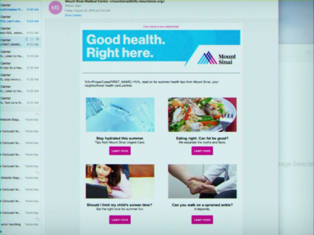 Email for Mount Sinai Health System